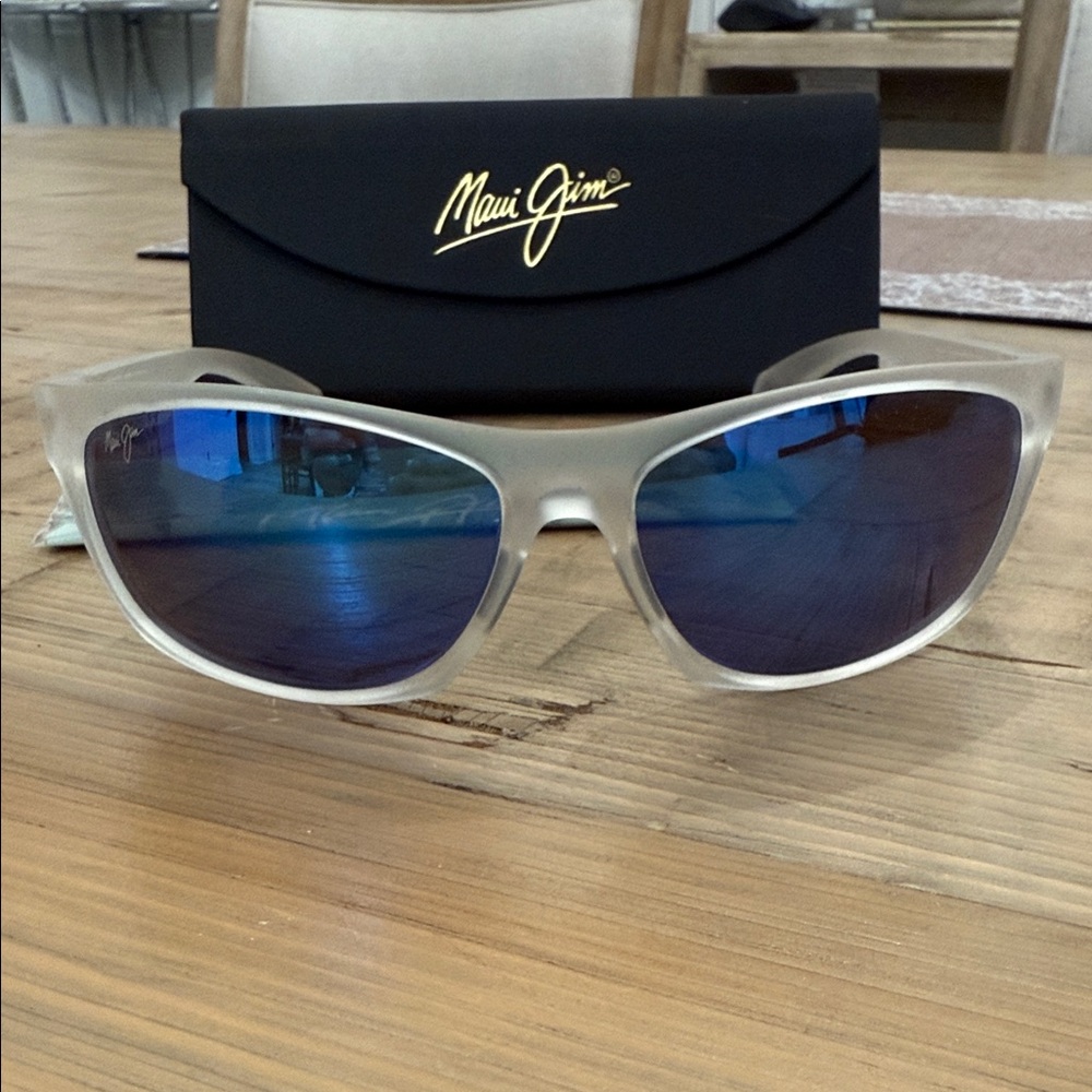 Maui Jim Silver Frame with Blue Lenses Sunglasses